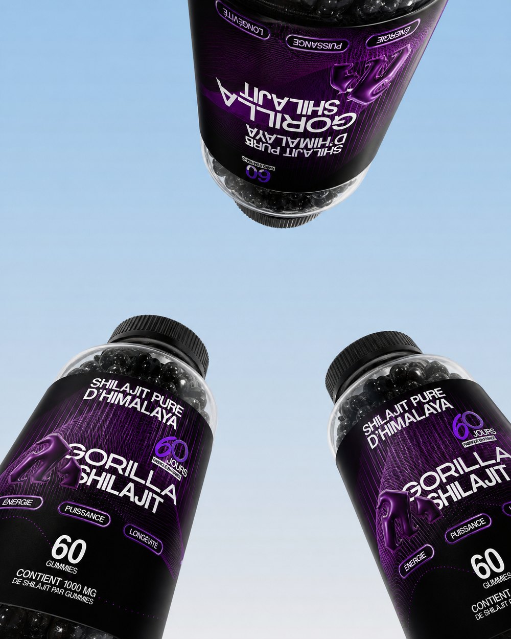 Trois pots de gummiz Gorilla Shilajit