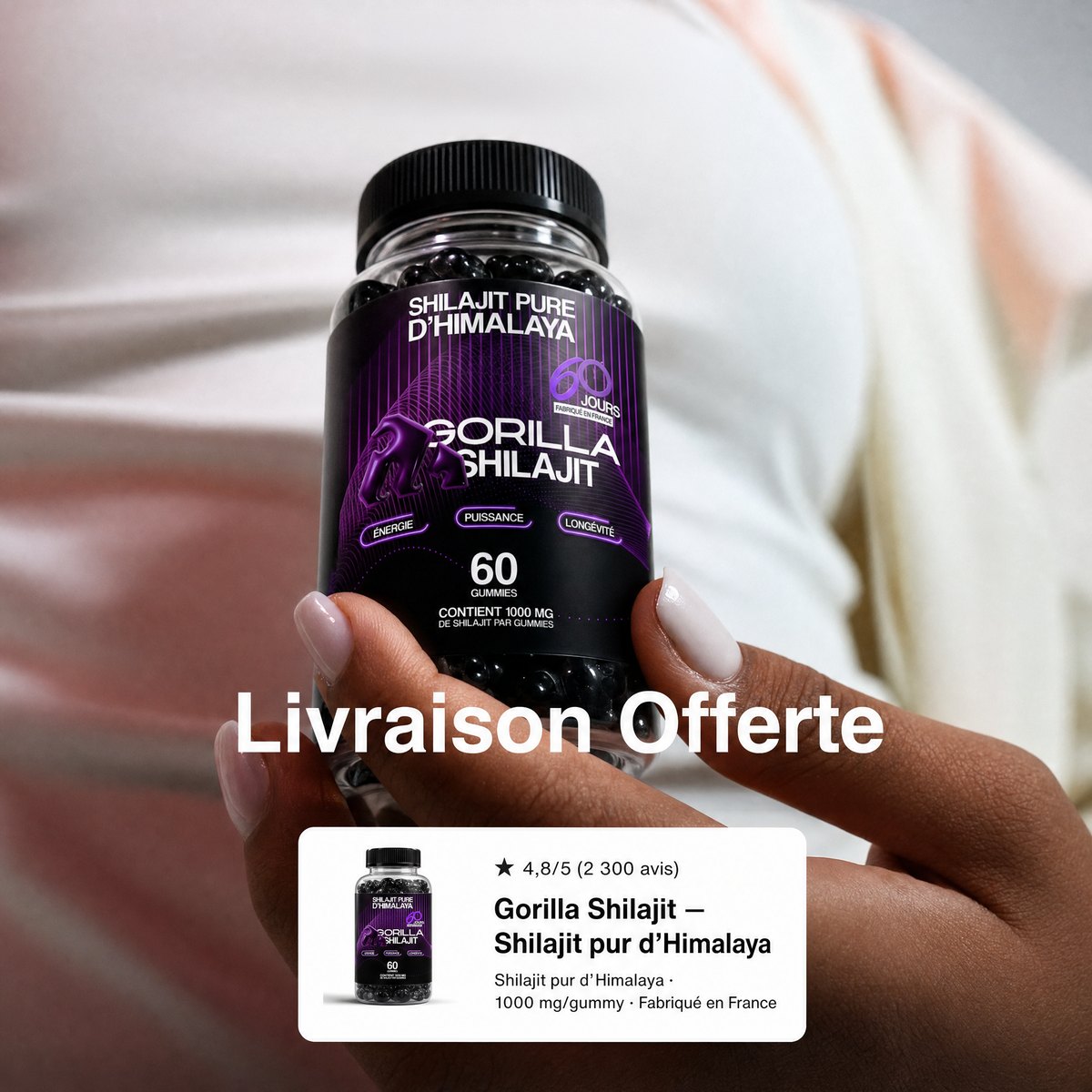 Gorilla Shilajit — Livraison offerte, -10% avec le code GORILLA10